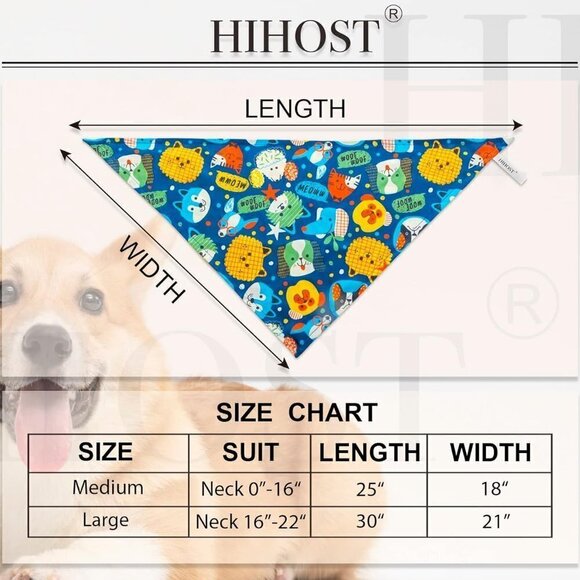 Cartoon Dog Printed Fabric Dog Bandana, (MEDIUM TO LARGE) / BRAND NEW - Picture 6 of 6